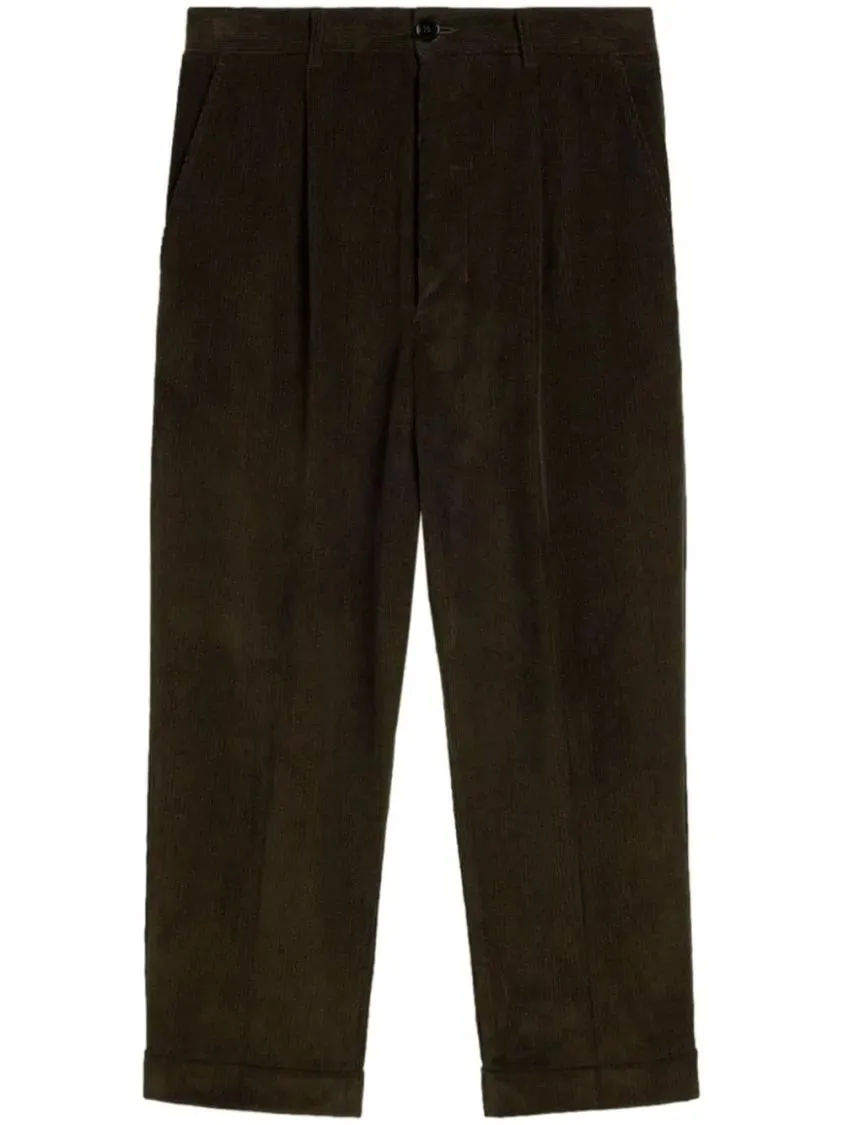   AMI Paris  Carrot Cotton Cropped Trousers Brown