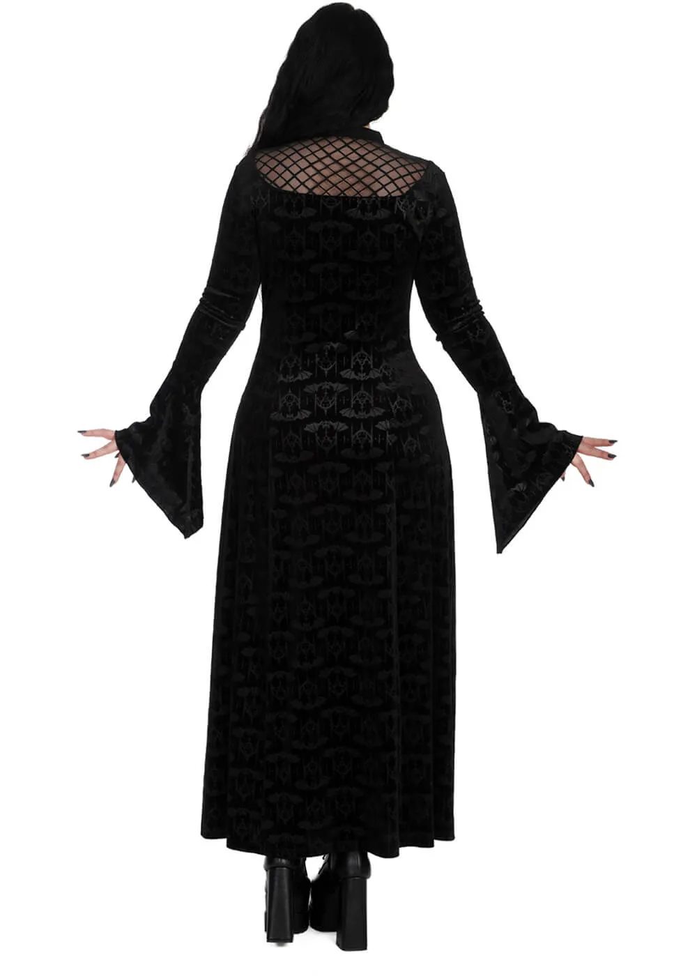 Banned Alternative Hex Gothic Bat Maxi Kleid Schwarz