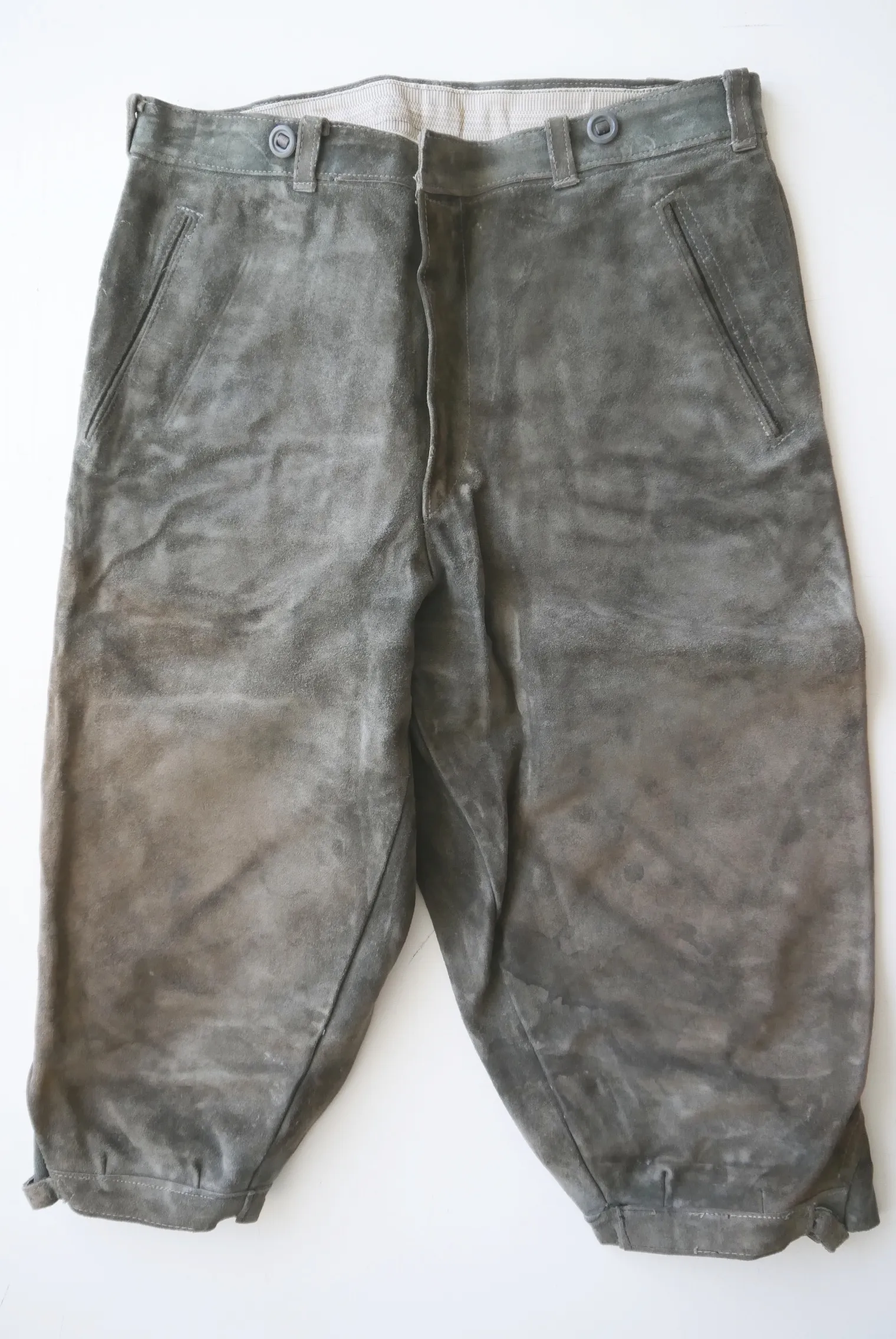 Dick stabil schön speckig Lederhose Kniebund für Arbeiter und Jäger grau Gr.50