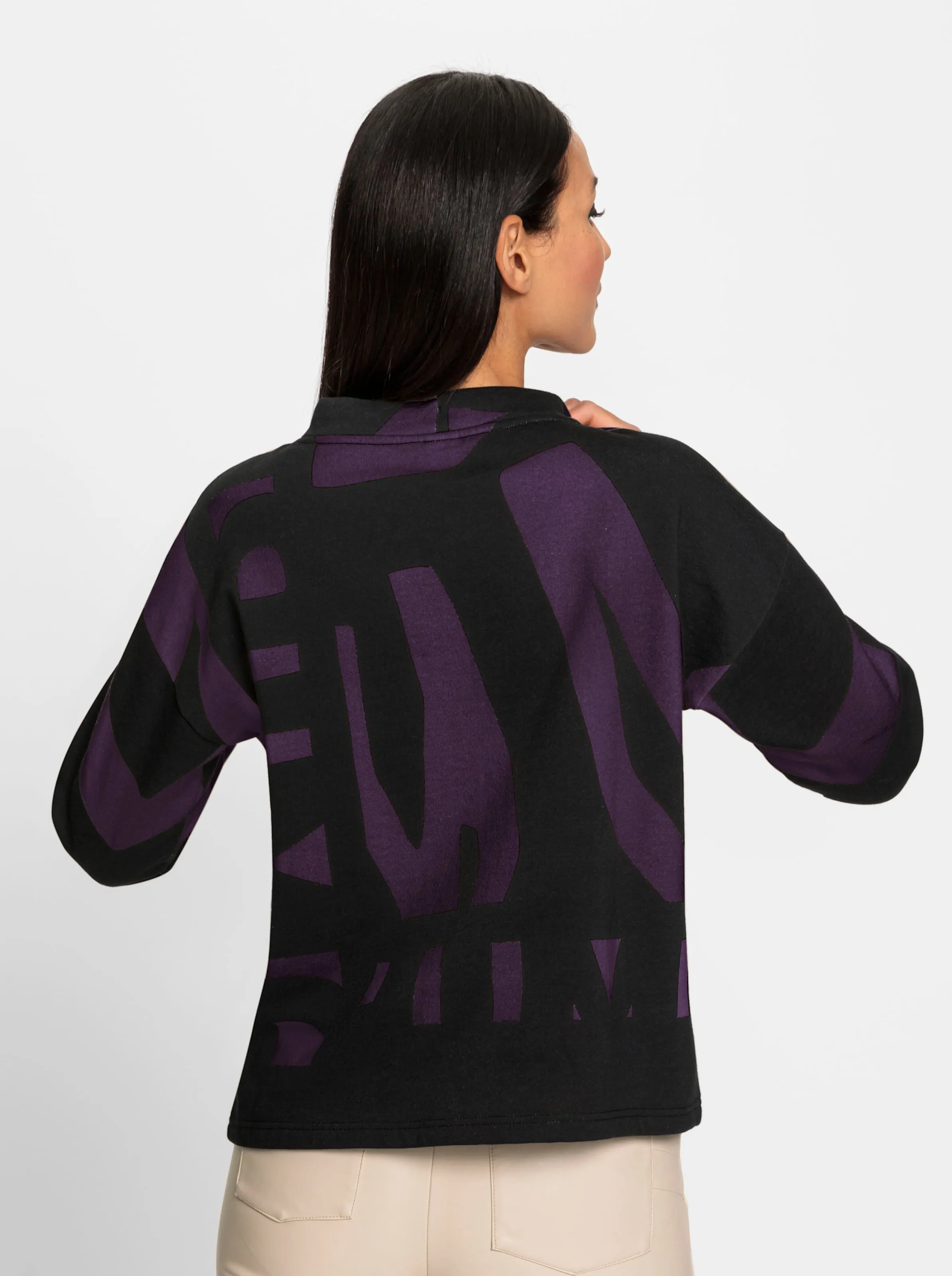heine Sweatshirt in schwarz-traube-gemustert