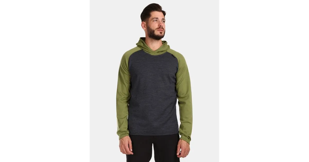 Kilpi MOSEO-M grüner Wollpullover für Herren mit Kapuze