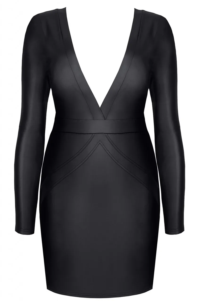 Kurzes Kleid mit langen Ärmeln und tiefen Dekolleté