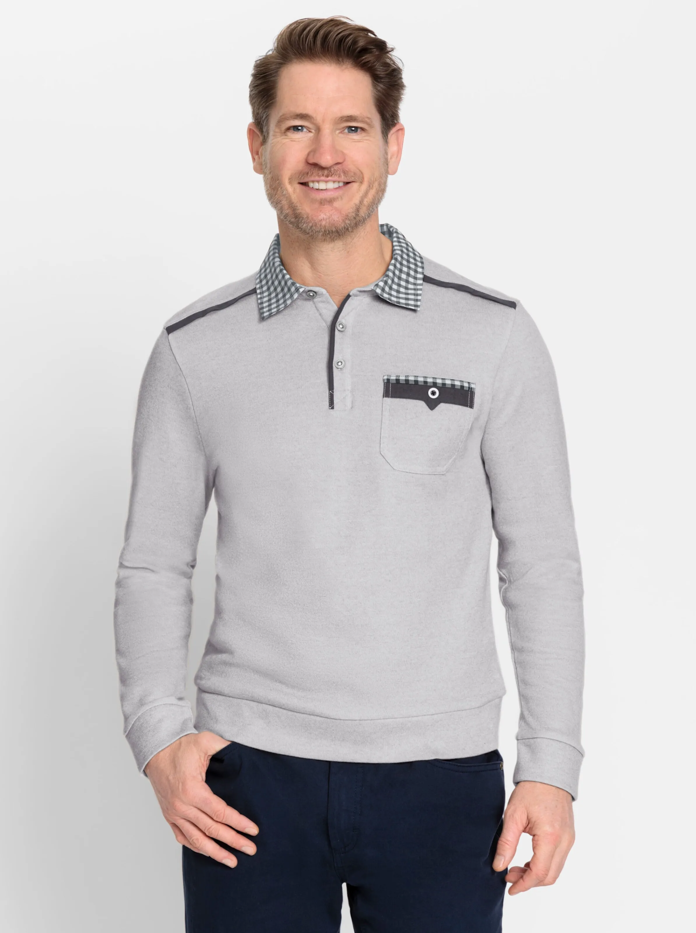 Marco Donati Sweatshirt in steingrau-meliert