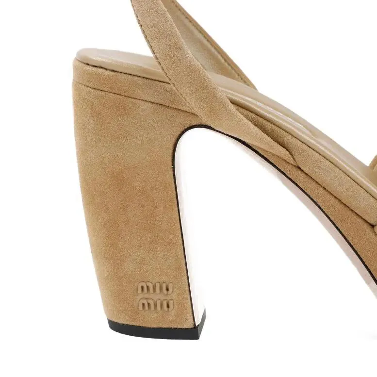 Miu Miu  Ecru Suede Sandals Brown 
