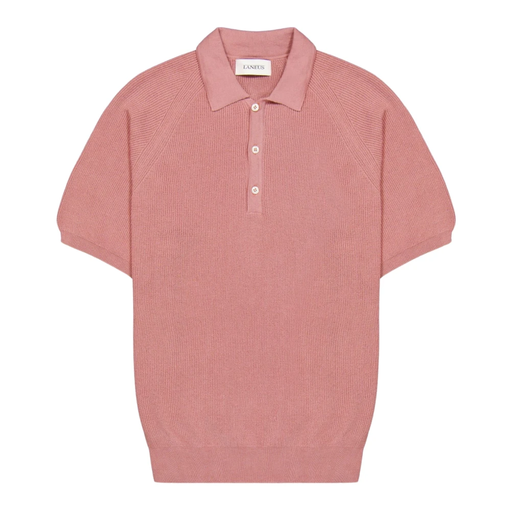 Rosa Mesh-Polo mit Knopfverschluss
