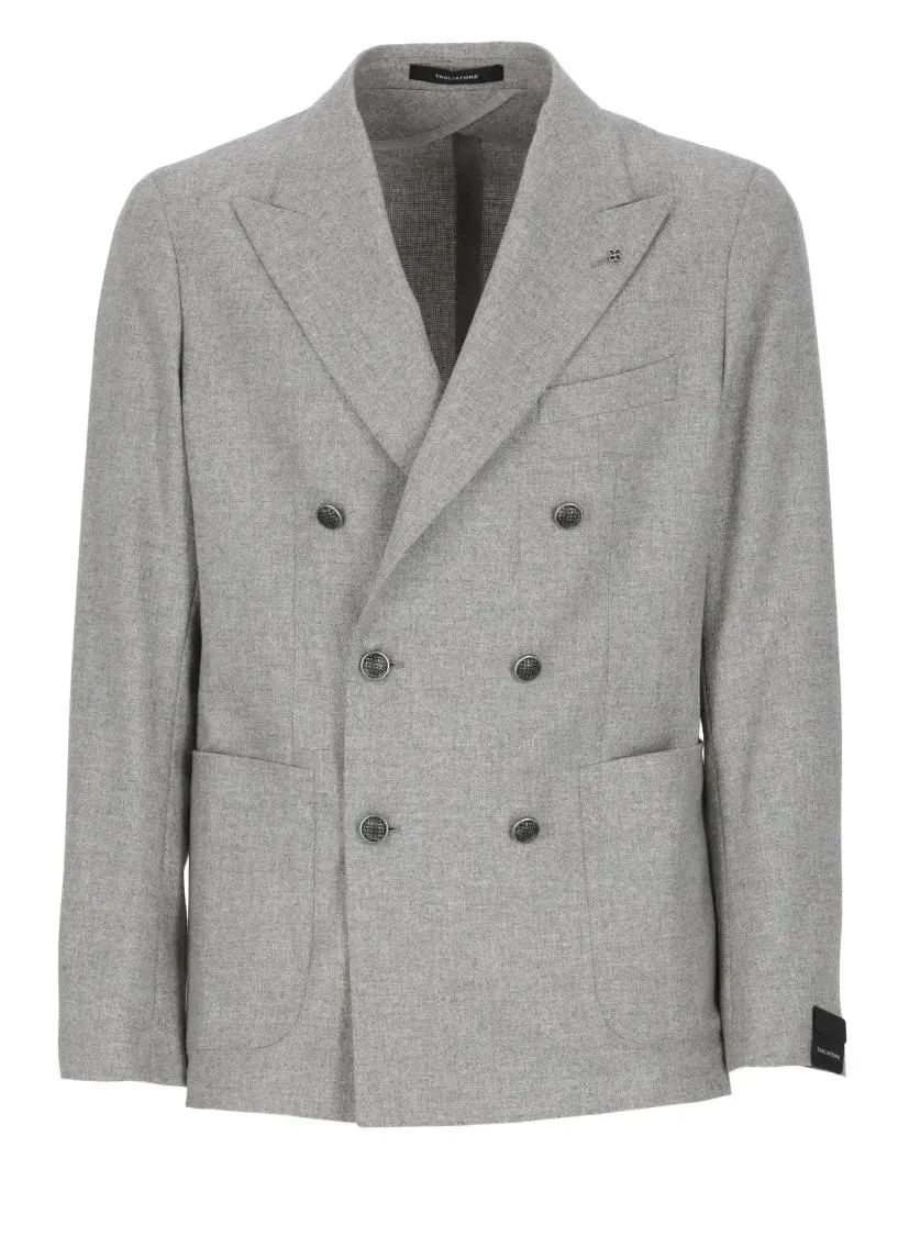   Tagliatore  Wool Double-Breasted Jacket Grey  Blazer 