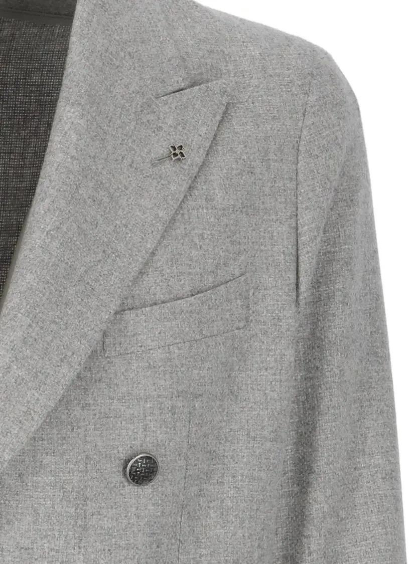   Tagliatore  Wool Double-Breasted Jacket Grey  Blazer 