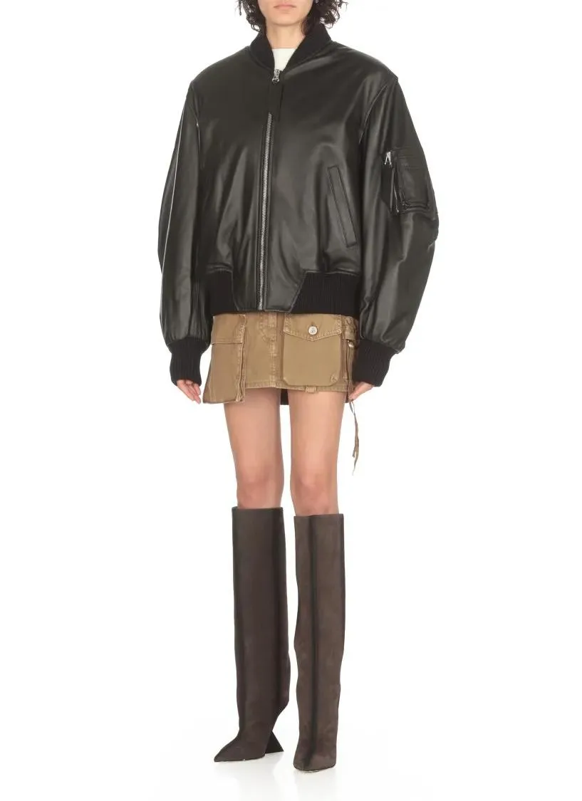   The Attico  Anja Bomber Jacket Black  Bomberjacken 